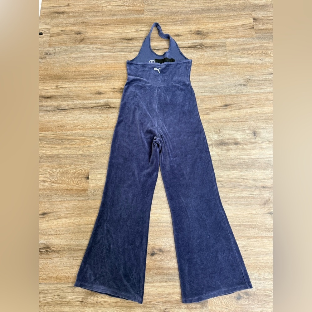 Puma Icons 2.0 Fashion Combinaison Bleu marine Jumpsuit Velur Size S - Picture 3 of 9